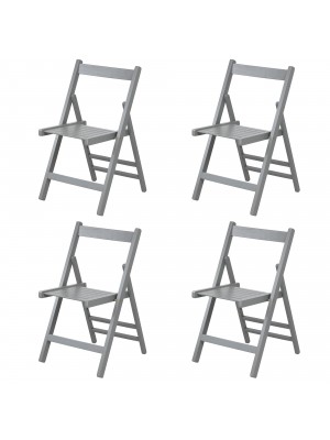 set 4 sedie in legno di alta qualità pieghevoli grigio