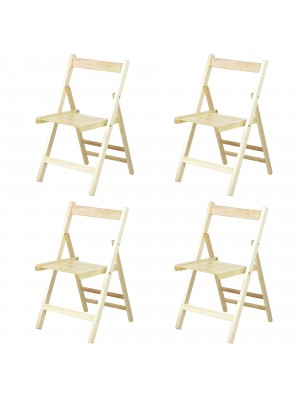 set 4 sedie in legno piegabili salvaspazio naturali