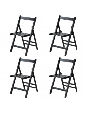 set 4 sedie in legno pieghevoli salvaspazio nero