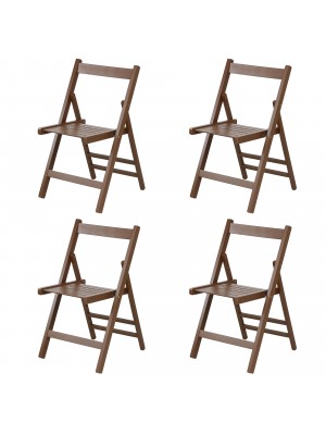 set 4 sedie in legno pieghevoli salvaspazio noce
