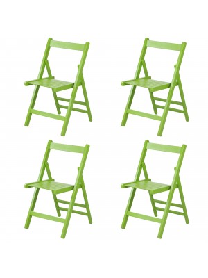 set 4 sedie in legno di alta qualità pieghevoli colore Verde Totò Piccinni