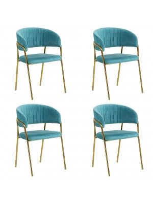 Poltroncina in Velluto colore Celeste con struttura e gambe in metallo