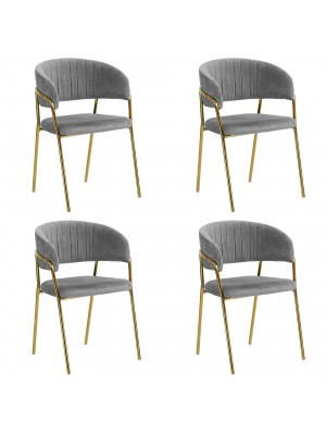 Poltroncina in Velluto colore Grigio con struttura e gambe in metallo