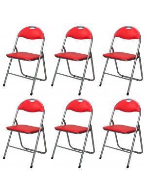 Set di 6 sedie pieghevoli salvaspazio imbottite ecopelle colore Rosso Totò Piccinni