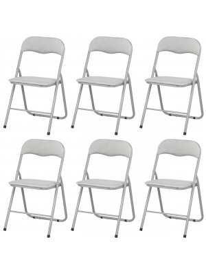 Sedie Pieghevoli in VELLUTO mod. SOFT salvaspazio in metallo, imbottite, Set da 6 (Velluto Grigio)