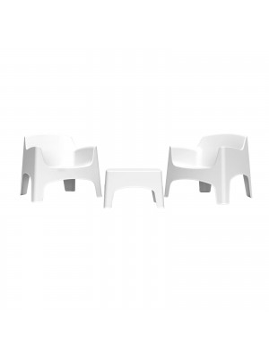 Set da Giardino in Polipropilene 2 Poltrone impilabili e Tavolino colore Bianco modello Ibiza Totò Piccinni