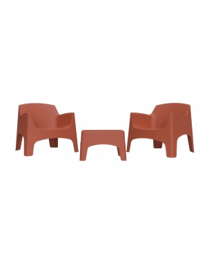 Set da Giardino in Polipropilene 2 Poltrone impilabili e Tavolino colore Rosso modello Ibiza Totò Piccinni