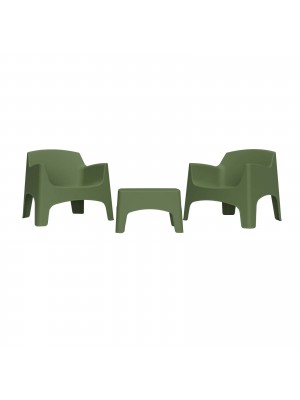 Set da Giardino in Polipropilene 2 Poltrone impilabili e Tavolino colore Verde modello Ibiza Totò Piccinni