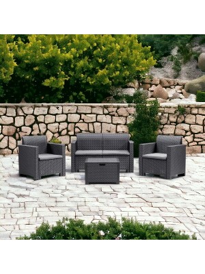 Bica Set Nebraska Salottino 4 Posti da Giardino, 281 x 155 x 79 cm (Antracite)