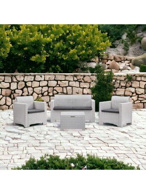 Bica Set Nebraska Salottino 4 Posti da Giardino, 281 x 155 x 79 cm (Bianco)