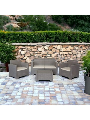 Bica Set Nebraska Salottino 4 Posti da Giardino, 281 x 155 x 79 cm (Tortora)