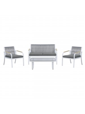 salottino da giardino in alluminio e corda colore Bianco/Grigio modello Leuca Totò Piccinni