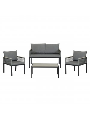 Set da giardino in alluminio e corda colore Grigio con cuscini modello Mykonos Totò Piccinni