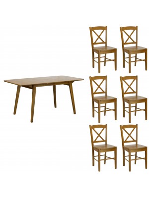 set tavolo in legno allungabile Ester con 6 sedie in legno Creta colore Noce Totò Piccinni