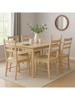 set tavolo in legno allungabile ester 120/160 con 6 sedie in legno petra rovere naturale 