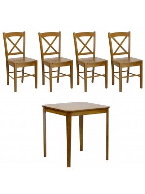 set tavolo Teo 75 e 4 sedie kit Creta colore Noce Totò Piccinni