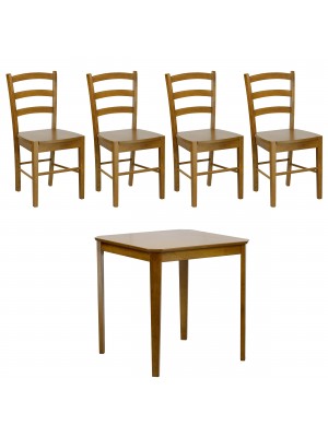 set tavolo in legno Teo 75 con sedie in legno Veneta colore Noce Totò Piccinni