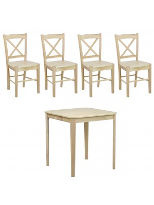 set tavolo Teo 75 e 4 sedie kit Creta colore Rovere Naturale Totò Piccinni