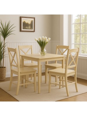 set tavolo in legno teo 75 e 4 sedie in legno kit creta  rovere naturale