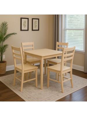set tavolo in legno teo 75 con 4 sedie in legno petra rovere naturale 