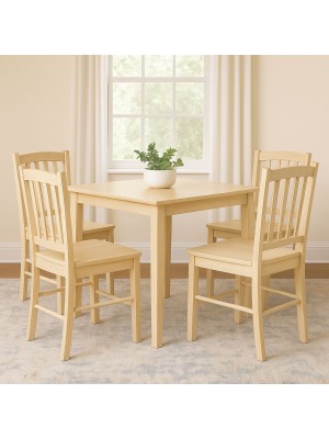 set tavolo in legno teo 75 con 4 sedie in legno silvia rovere naturale 
