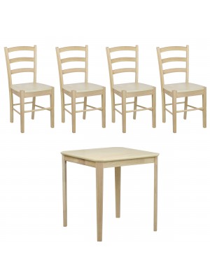 set tavolo in legno Teo 75 con sedie in legno Veneta colore Rovere Naturale Totò Piccinni