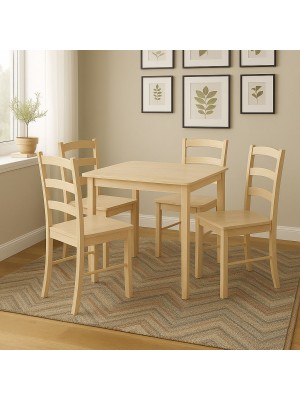 set tavolo in legno teo 75 con 4 sedie in legno veneta rovere naturale