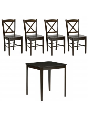 set tavolo Teo 75 e 4 sedie kit Creta colore Wengé Totò Piccinni
