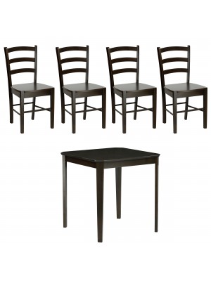 set tavolo in legno Teo 75 con sedie in legno Veneta colore wengé Totò Piccinni