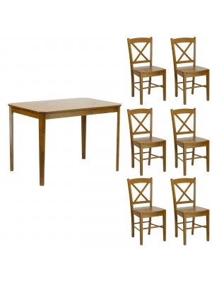 set tavolo in legno Teo 110 e 6 sedie in legno Creta colore Noce Totò Piccinni