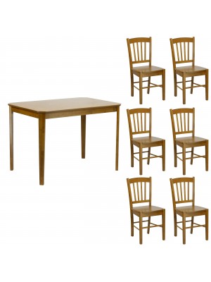 set tavolo in legno Teo 110 con 6 sedie in legno Silvia colore Noce Totò Piccinni