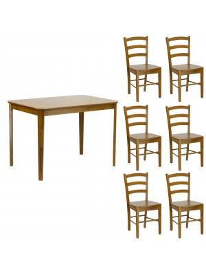 Set Tavolo in legno Teo 110 con sedie in legno Veneta colore Noce Totò Piccinni