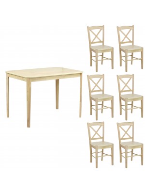 set tavolo in legno Teo 110 e 6 sedie in legno Creta colore Rovere Naturale Totò Piccinni