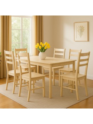 set tavolo in legno teo 110 con 6 sedie petra rovere naturale