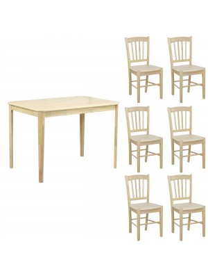 set tavolo in legno Teo 110 con 6 sedie in legno Silvia colore Rovere Naturale Totò Piccinni