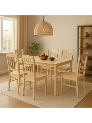 Set tavolo in legno teo 110 con 6 sedie in legno silvia rovere naturale