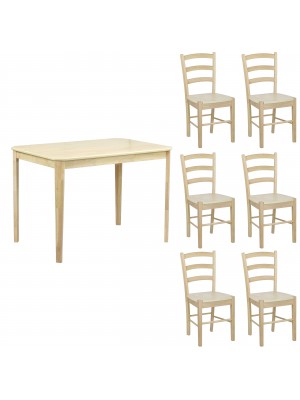 Set Tavolo in legno Teo 110 con sedie in legno Veneta colore Rovere Naturale Totò Piccinni