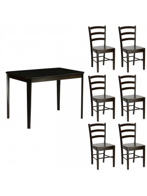 Set Tavolo in legno Teo 110 con sedie in legno Veneta colore Wengé Totò Piccinni
