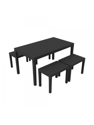 Set da giardino colore Antracite in Polipropilene 4 sgabelli e 1 tavolino modello Samoa Totò Piccinni