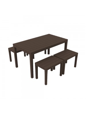 Set da giardino colore Marrone in Polipropilene 4 sgabelli e 1 tavolino modello Samoa Totò Piccinni