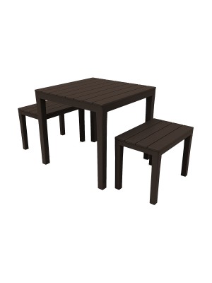 Set per giardino colore Marrone in Polipropilene 2 sgabelli e 1 tavolino modello Papua Totò Piccinni