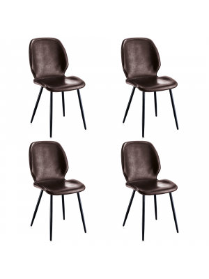 Set 4 Pezzi sedia in similpelle colore Marrone Scuro con struttura in metallo modello Fair Totò Piccinni