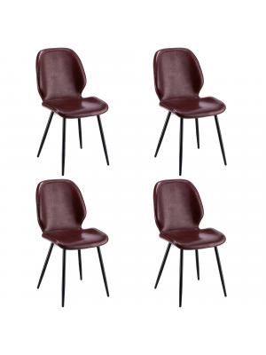 Set 4 Pezzi sedia in similpelle colore Marrone con struttura in metallo modello Fair Totò Piccinni