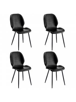 Set 4 Pezzi sedia in similpelle colore Nero con struttura in metallo modello Fair Totò Piccinni