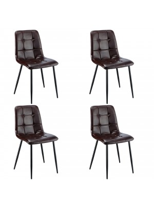 set 4 pezzi Sedia in similpelle colore Marrone Scuro con struttura in metallo modello Jade Totò Piccinni