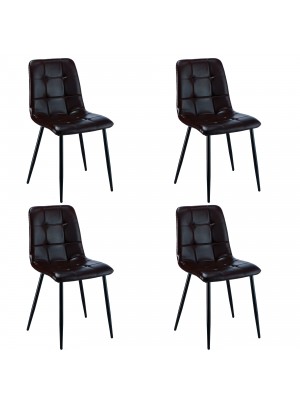 set 4 pezzi Sedia in similpelle colore Nero con struttura in metallo modello Jade Totò Piccinni