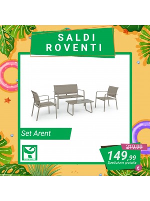 Set Salottino da Giardino in metallo e textilene Bizzotto - ARENT (Tortora)