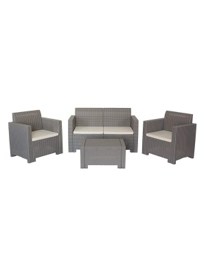 Bica Set Nebraska Salottino 4 Posti da Giardino, 281 x 155 x 79 cm (Tortora)