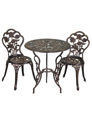 Set Verona Tavolo Tondo in Alluminio con 2 Sedie color Bronzo