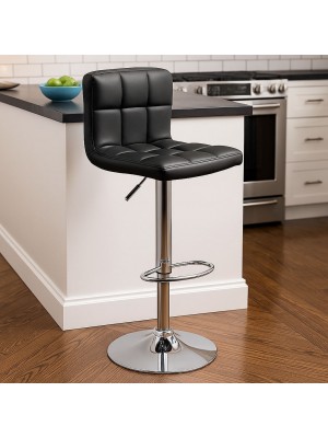 Vista ambientata sgabello bar con schienale colorado girevole 360 gradi regolabile in altezza nero